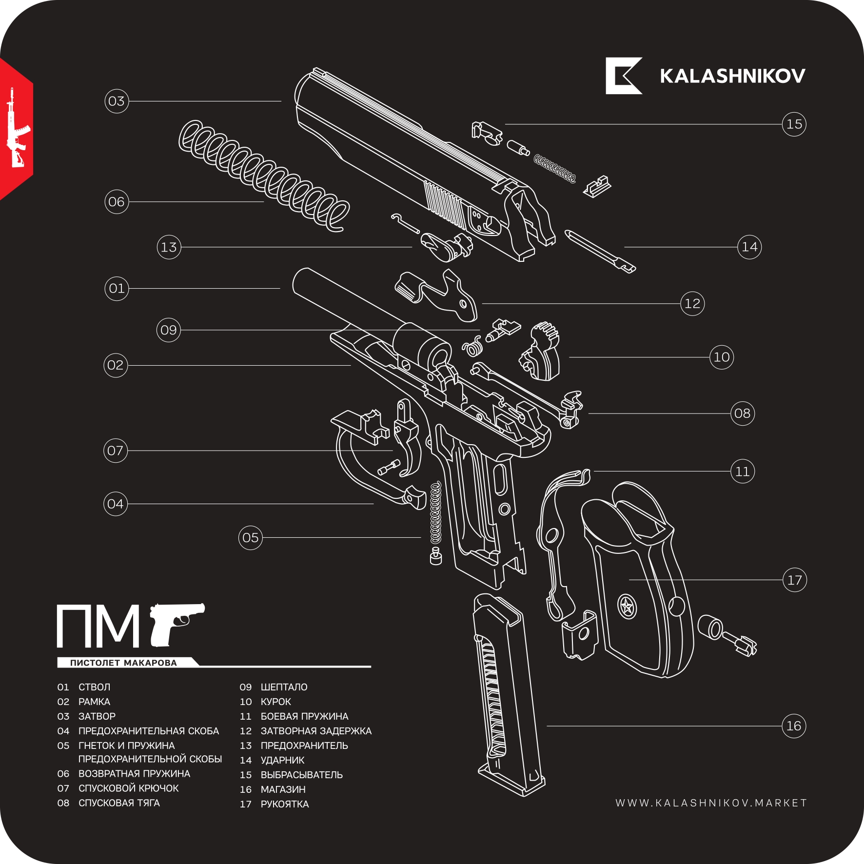 Коврик для мыши и чистки оружия ПМ Калашников в Москве и Московской области