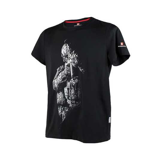 Футболка с принтом "Атака"; мужская; короткий рукав; Чёрный