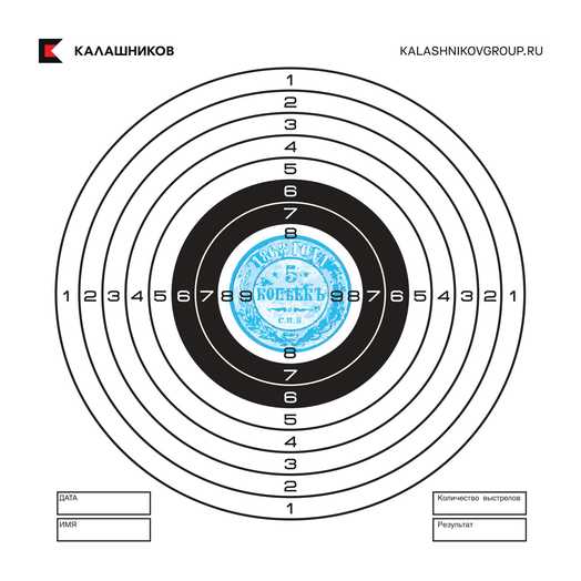 Мишень для пневматики "Пятак" картон 14х14 см